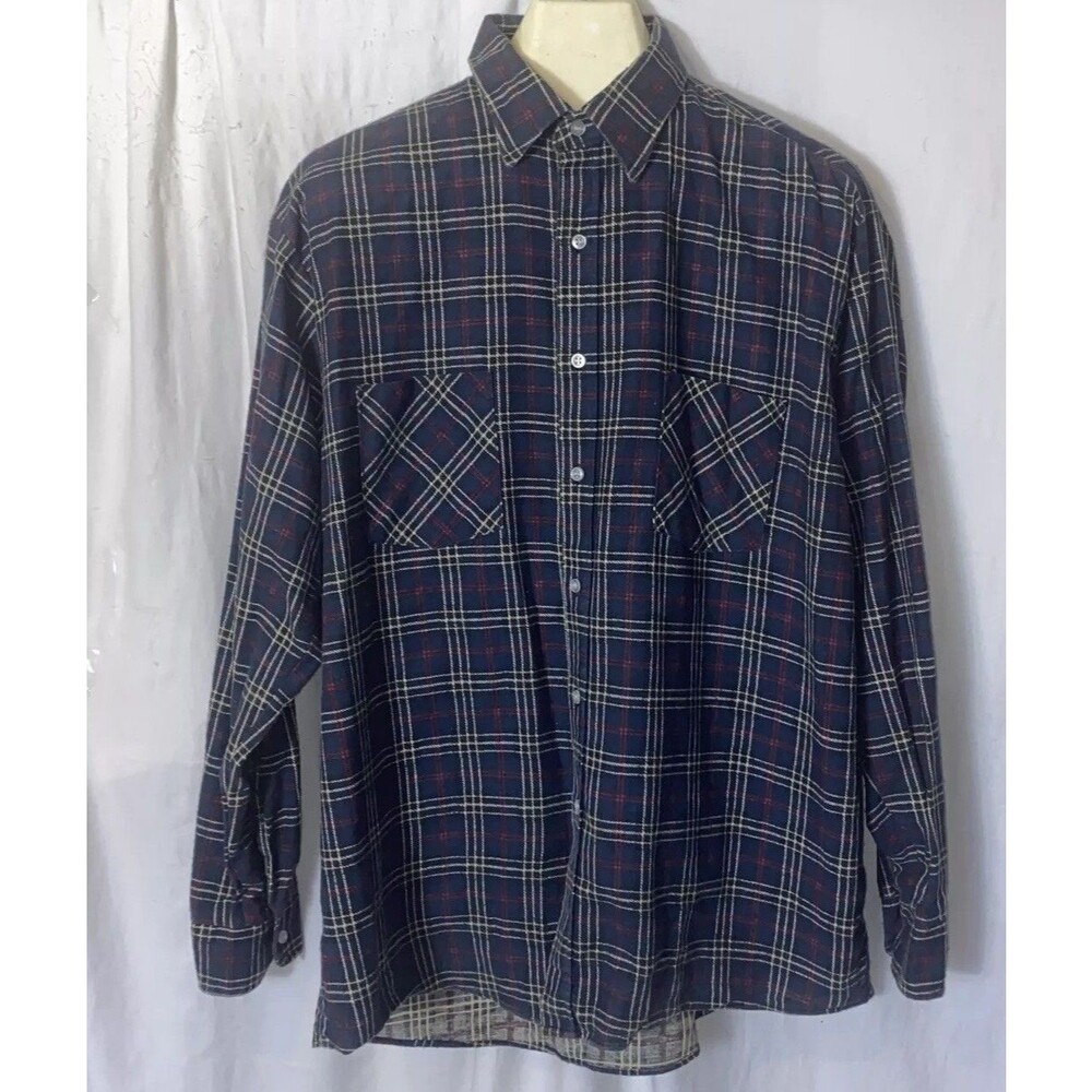 Ozark Trail Plaid Flannel Long Sleeve Multicolor Flap Pockets Outdoor Button X